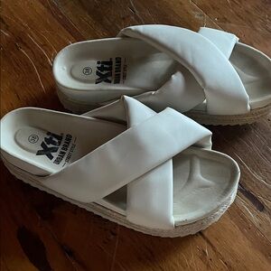 Women's White Cross-Strap Sandals